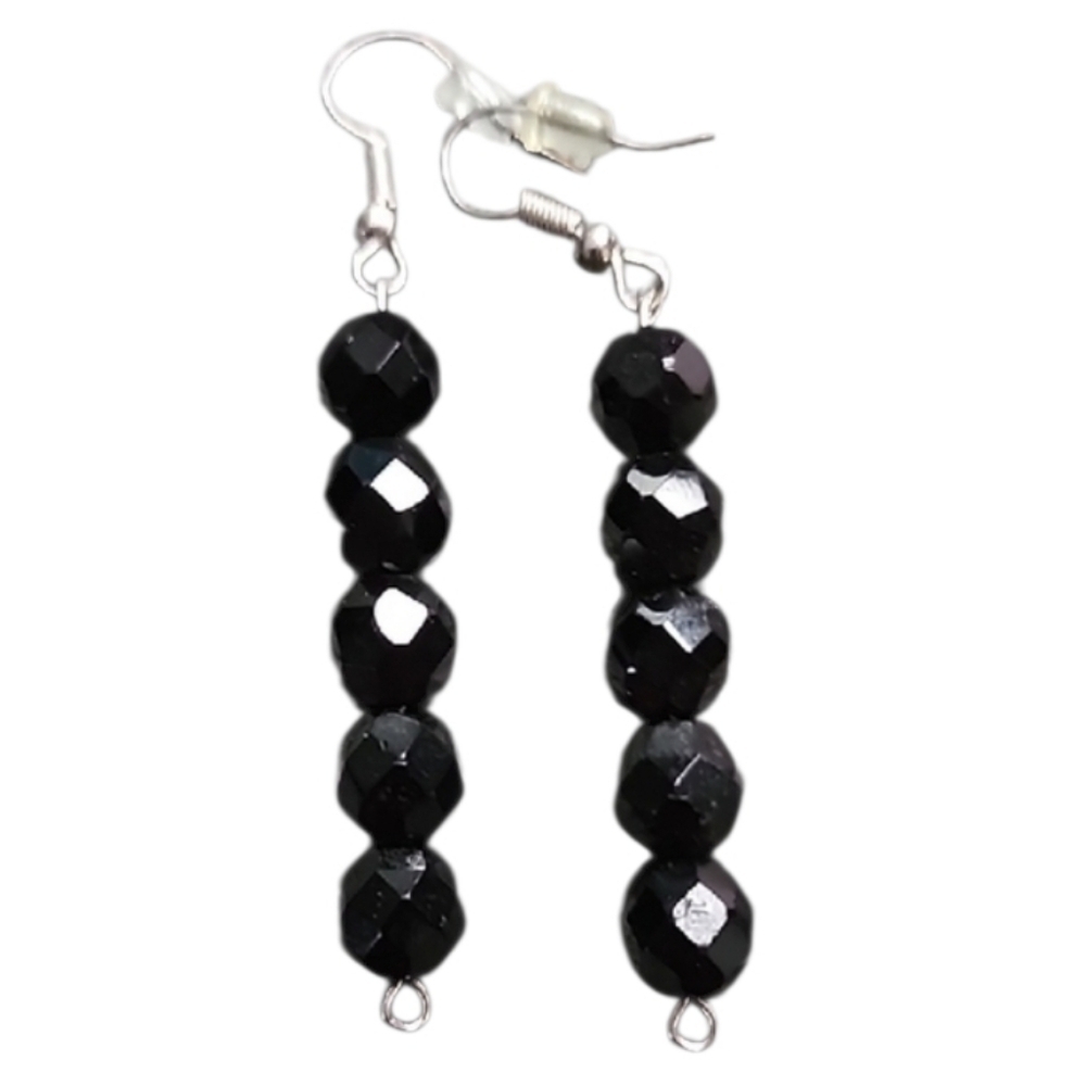Black Crystal Beaded Earrings Elegant
